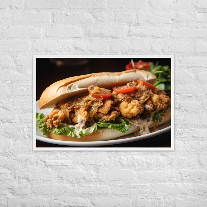 Pacific Oyster Po Boy Sandwich Framed poster 🤤 from Yumify.AI