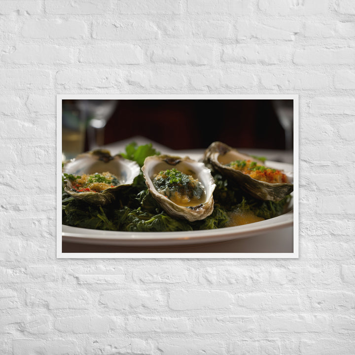 Malpeque Oysters Rockefeller Framed poster 🤤 from Yumify.AI