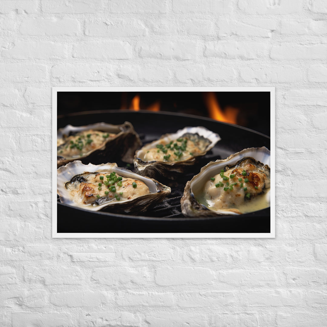 Grilled Pacific Oysters with Garlic and Butter Framed poster 🤤 from Yumify.AI