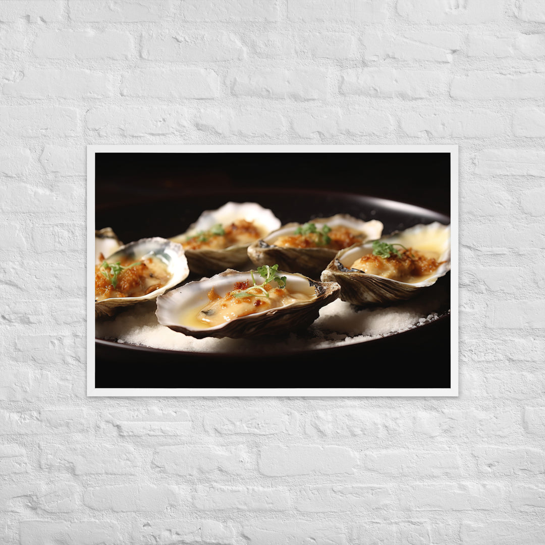 Grilled Pacific Oysters with Garlic and Butter Framed poster 🤤 from Yumify.AI