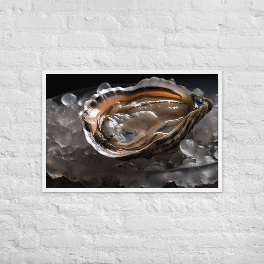 Glistening Sydney Rock Oyster on Ice Framed poster 🤤 from Yumify.AI
