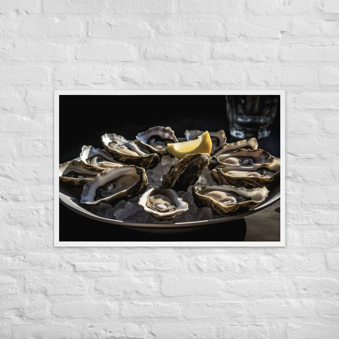 Freshly Shucked Malpeque Oysters Framed poster 🤤 from Yumify.AI