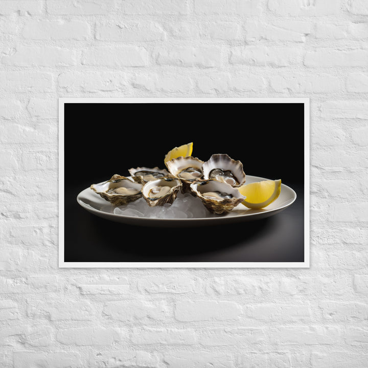 European Flat Oysters with a Splash of Lemon Framed poster 🤤 from Yumify.AI