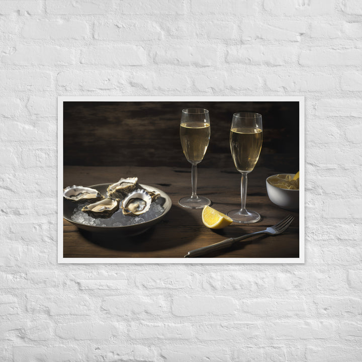 European Flat Oysters and Champagne Framed poster 🤤 from Yumify.AI