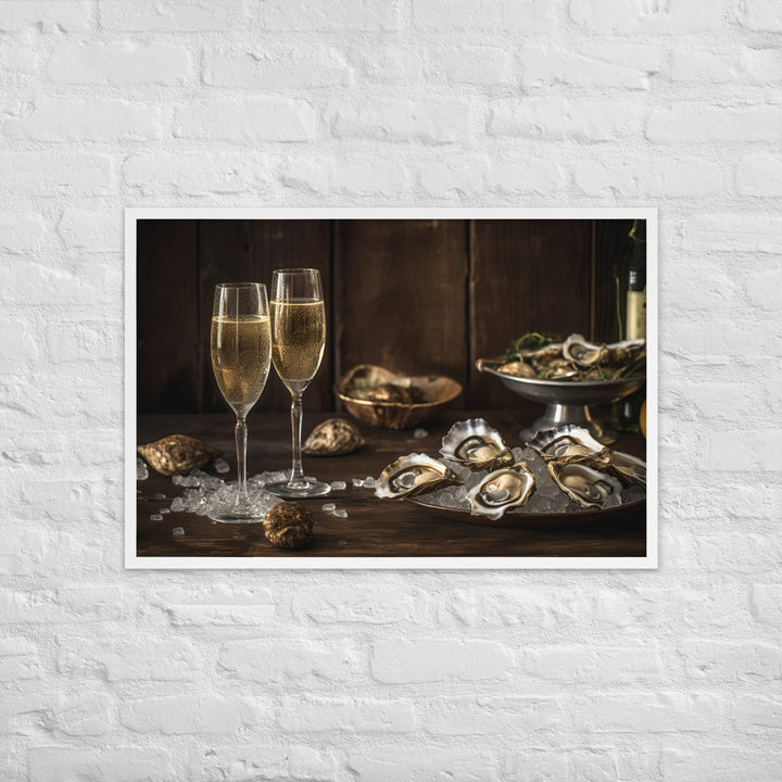 European Flat Oysters and Champagne Framed poster 🤤 from Yumify.AI