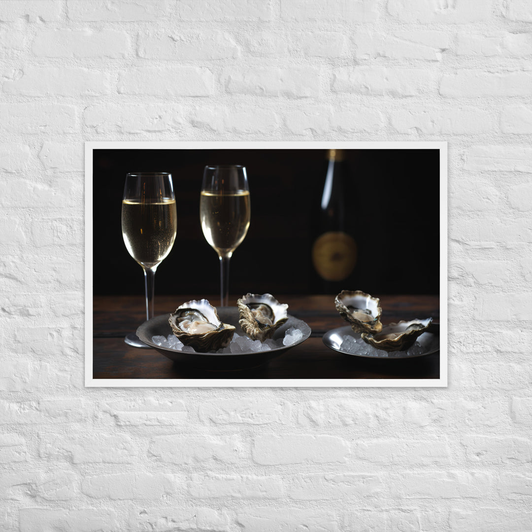 European Flat Oysters and Champagne Framed poster 🤤 from Yumify.AI