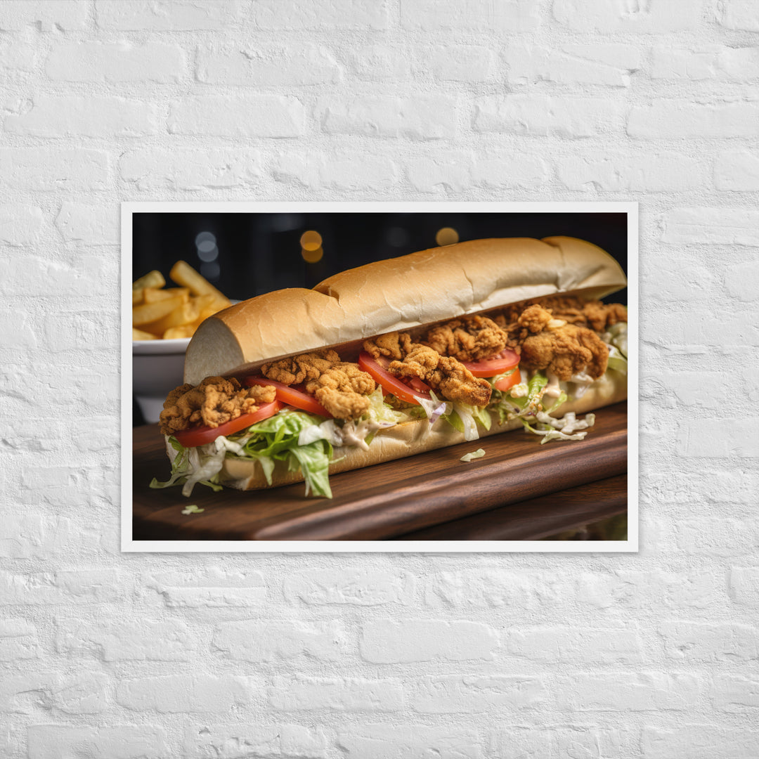 Eastern Oyster Po Boy Sandwich Framed poster 🤤 from Yumify.AI