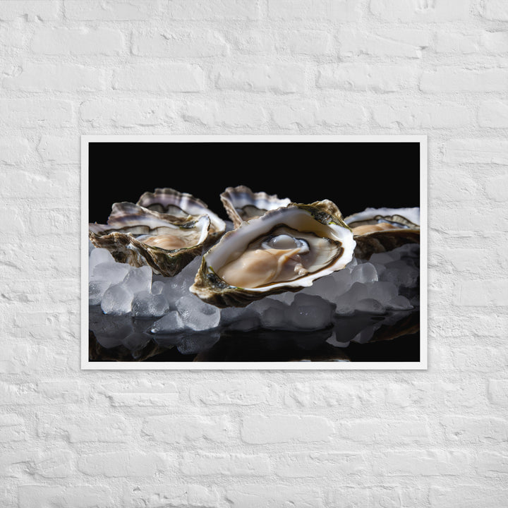 Delicate Olympia Oysters on the Half Shell Framed poster 🤤 from Yumify.AI