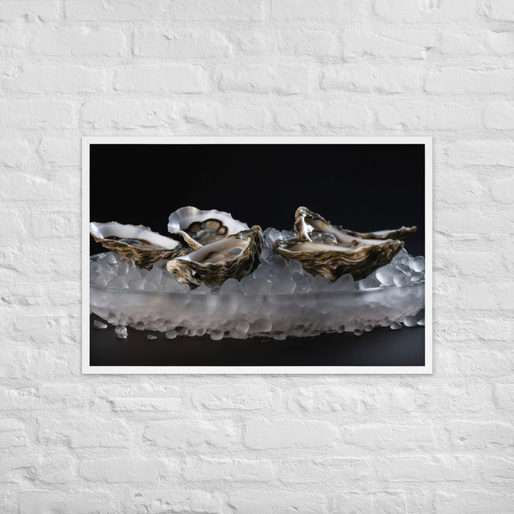 Delicate Olympia Oysters on the Half Shell Framed poster 🤤 from Yumify.AI