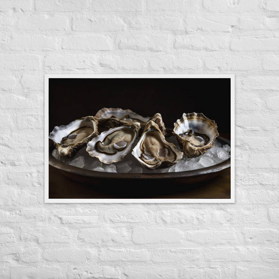 Delicate Olympia Oysters on the Half Shell Framed poster 🤤 from Yumify.AI