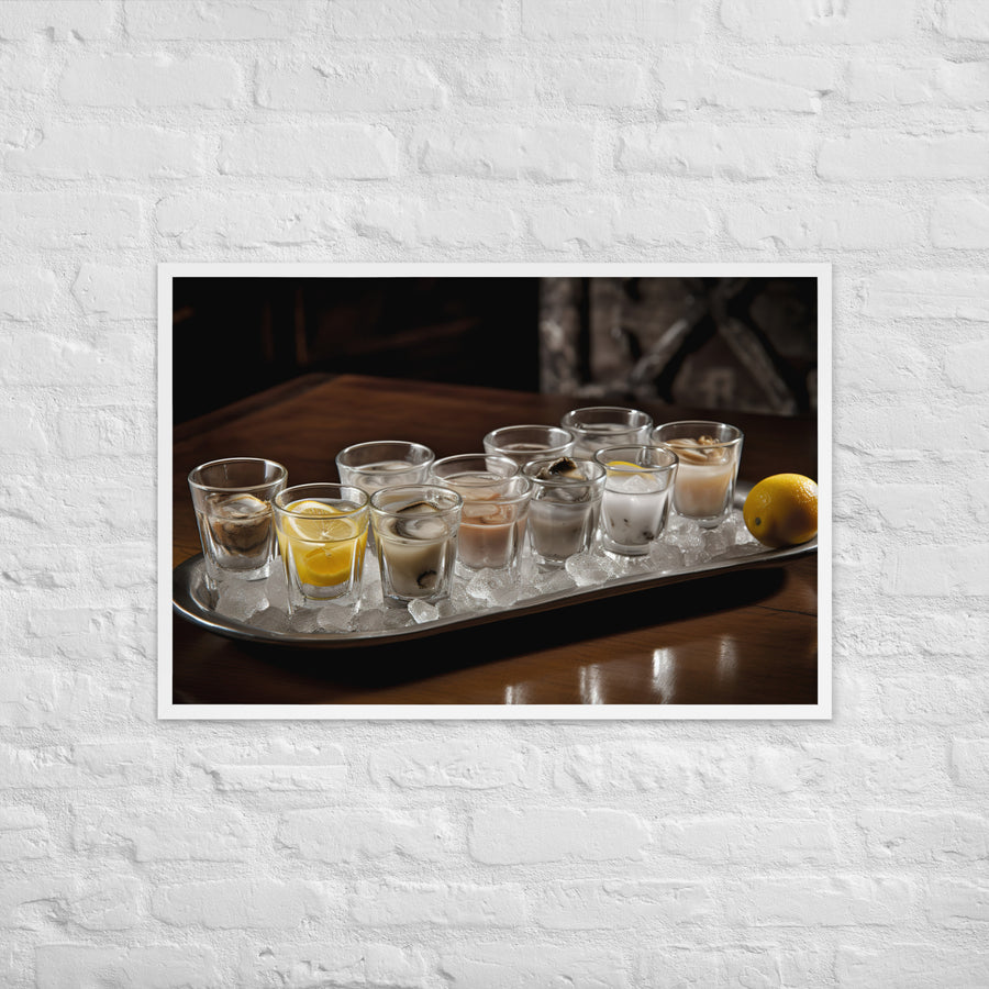 Chilled Wellfleet Oyster Shooters Framed poster 🤤 from Yumify.AI