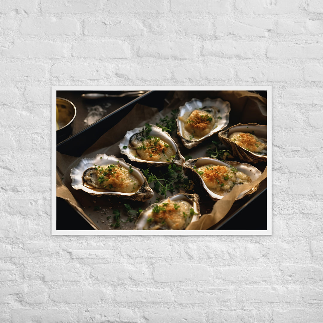 Baked Pacific Oysters with Cheese and Herbs Framed poster 🤤 from Yumify.AI