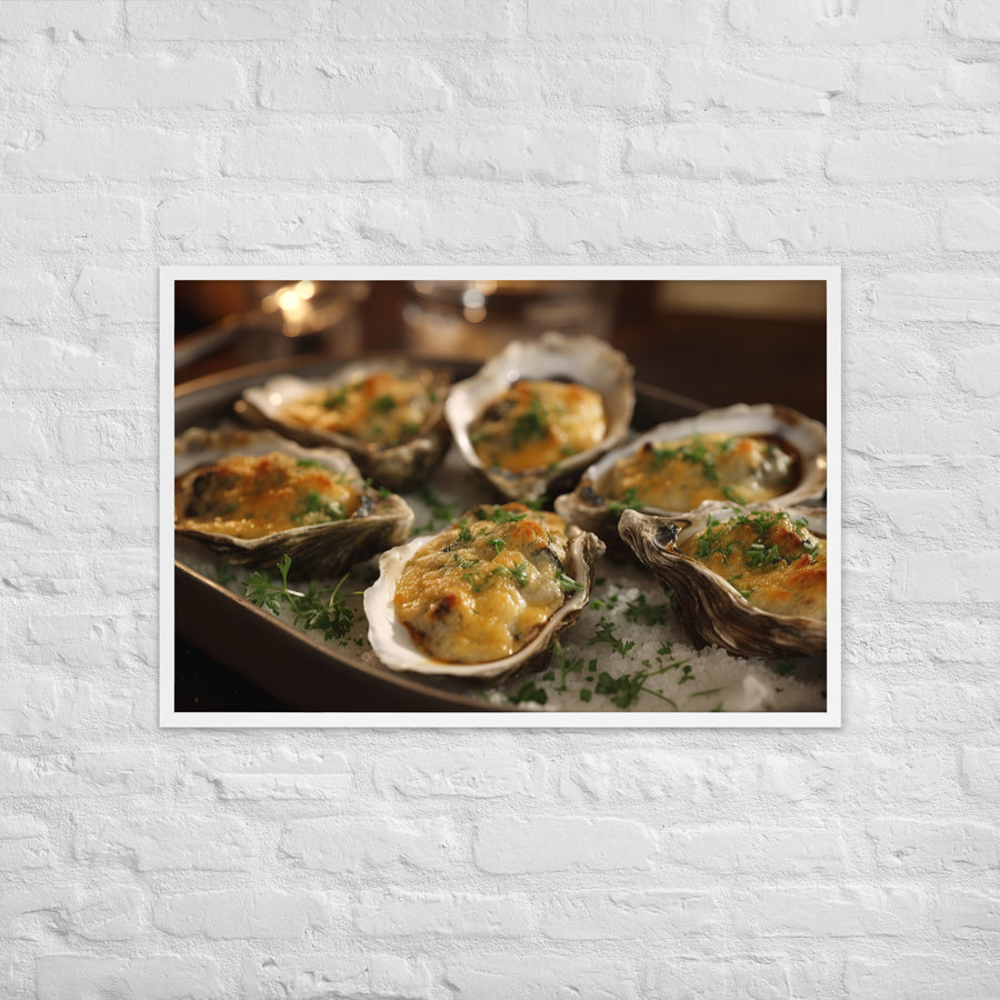 Baked Pacific Oysters with Cheese and Herbs Framed poster 🤤 from Yumify.AI