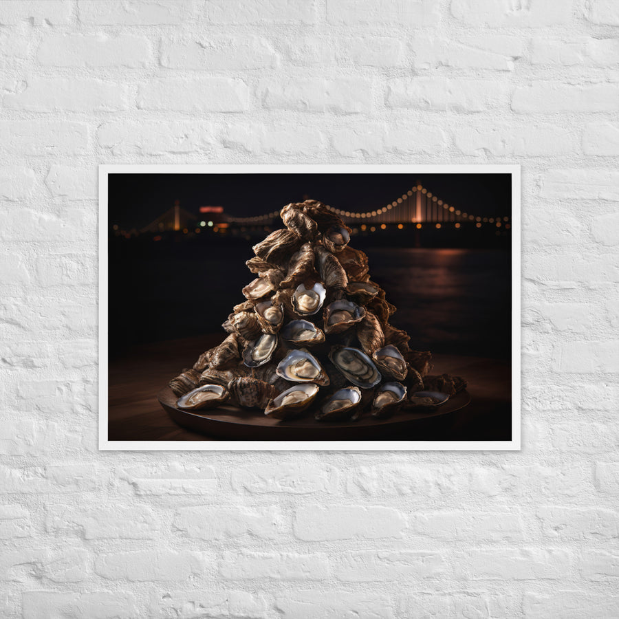 A Tower of Sydney Rock Oysters Framed poster 🤤 from Yumify.AI