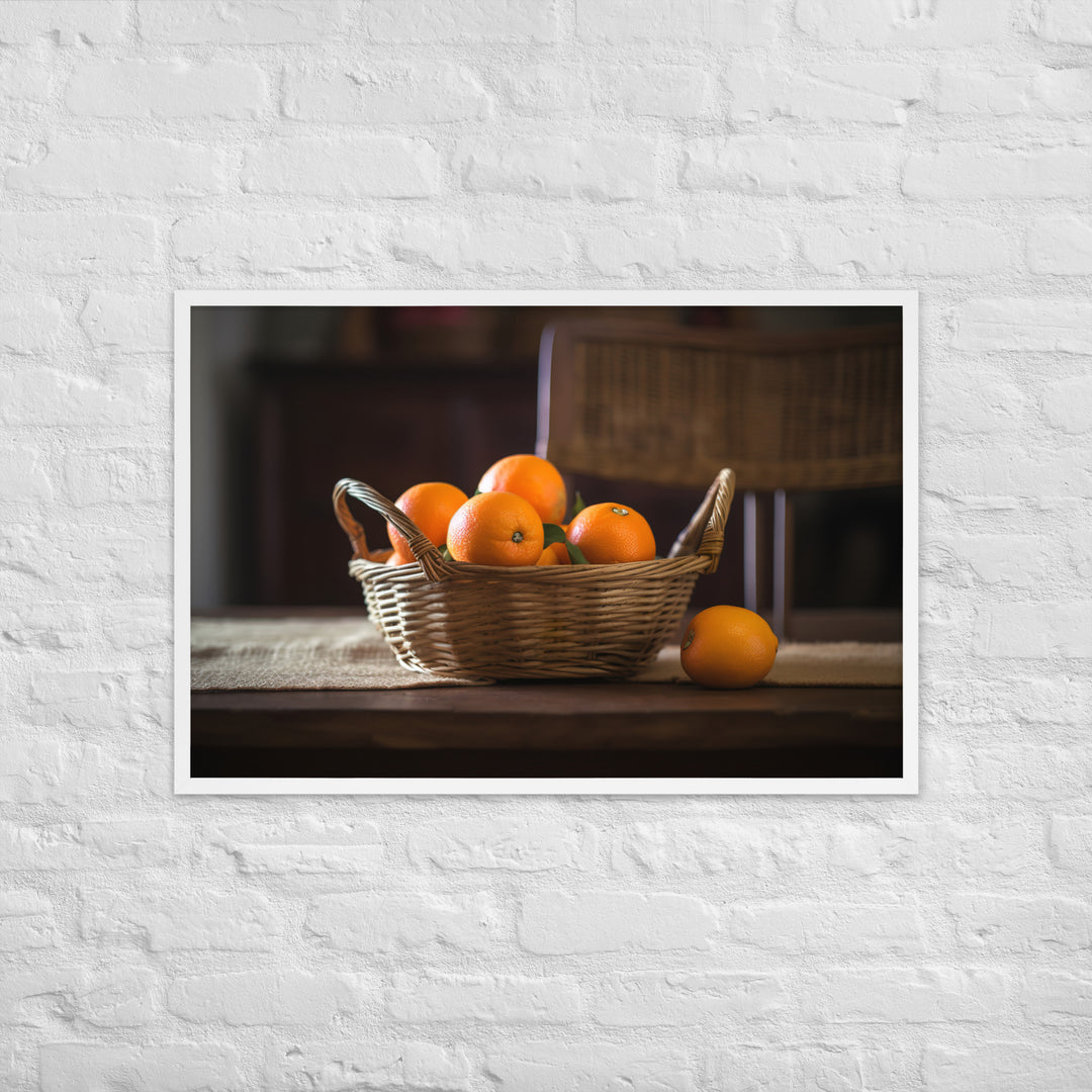 Oranges in a Wicker Basket Framed poster 🤤 from Yumify.AI