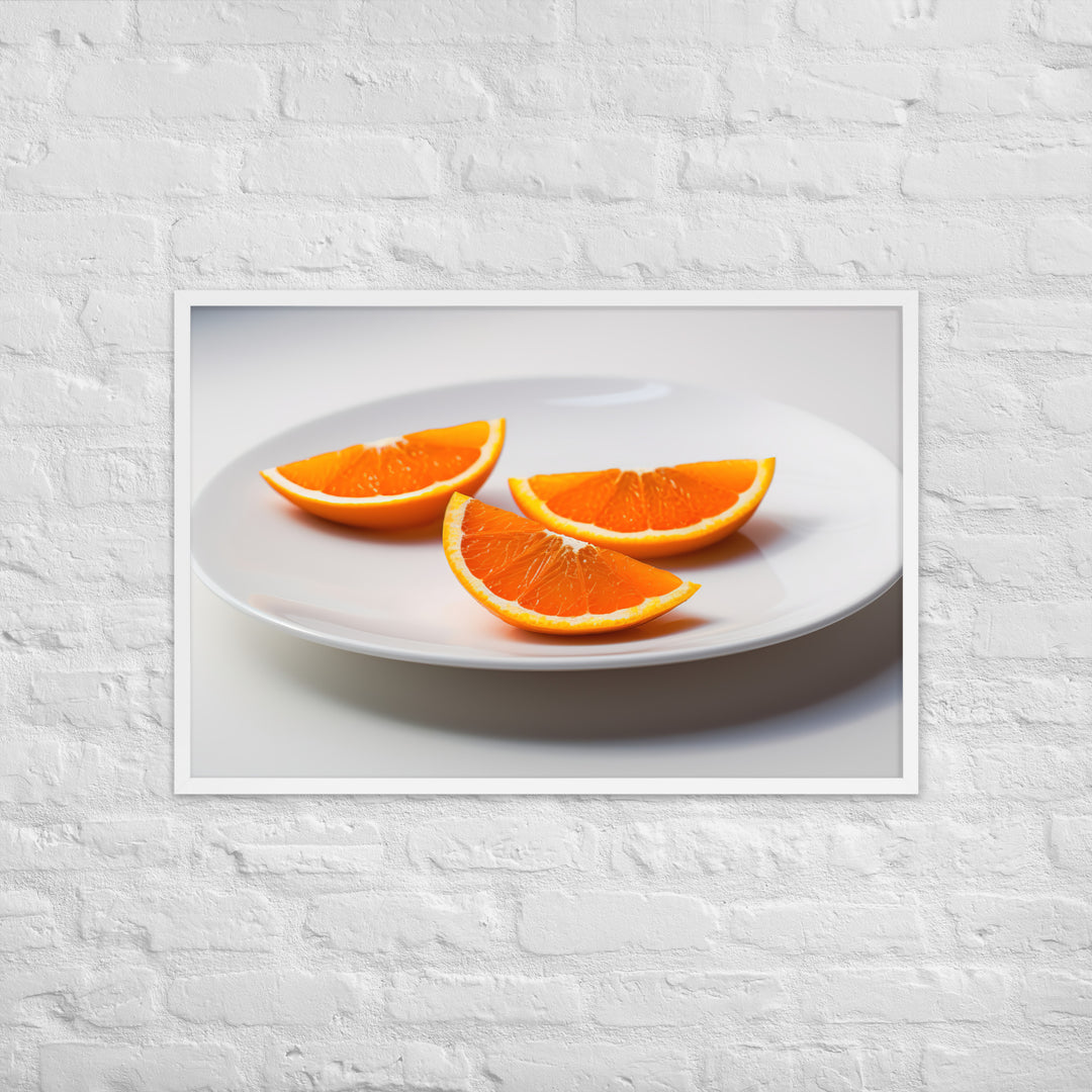 Orange Wedges on a White Plate Framed poster 🤤 from Yumify.AI