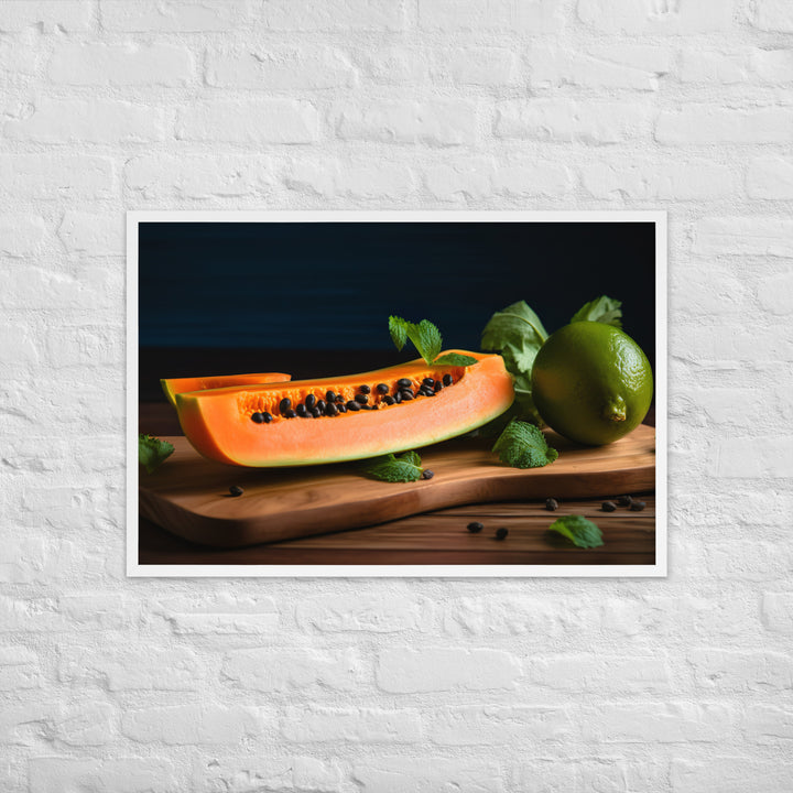 Sliced Papaya with Lime Framed poster 🤤 from Yumify.AI