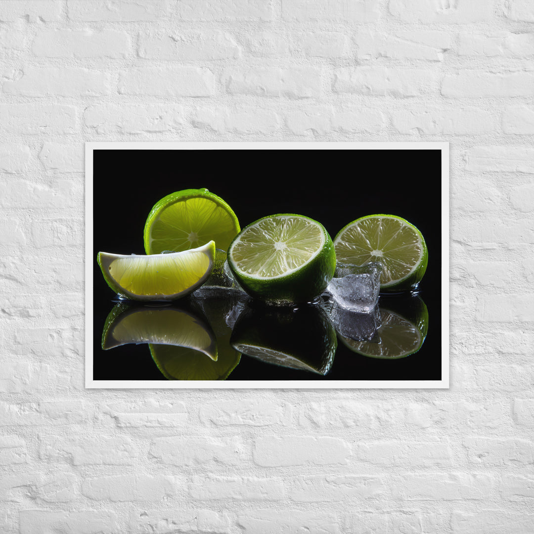 Lime Slices and Ice Framed poster 🤤 from Yumify.AI