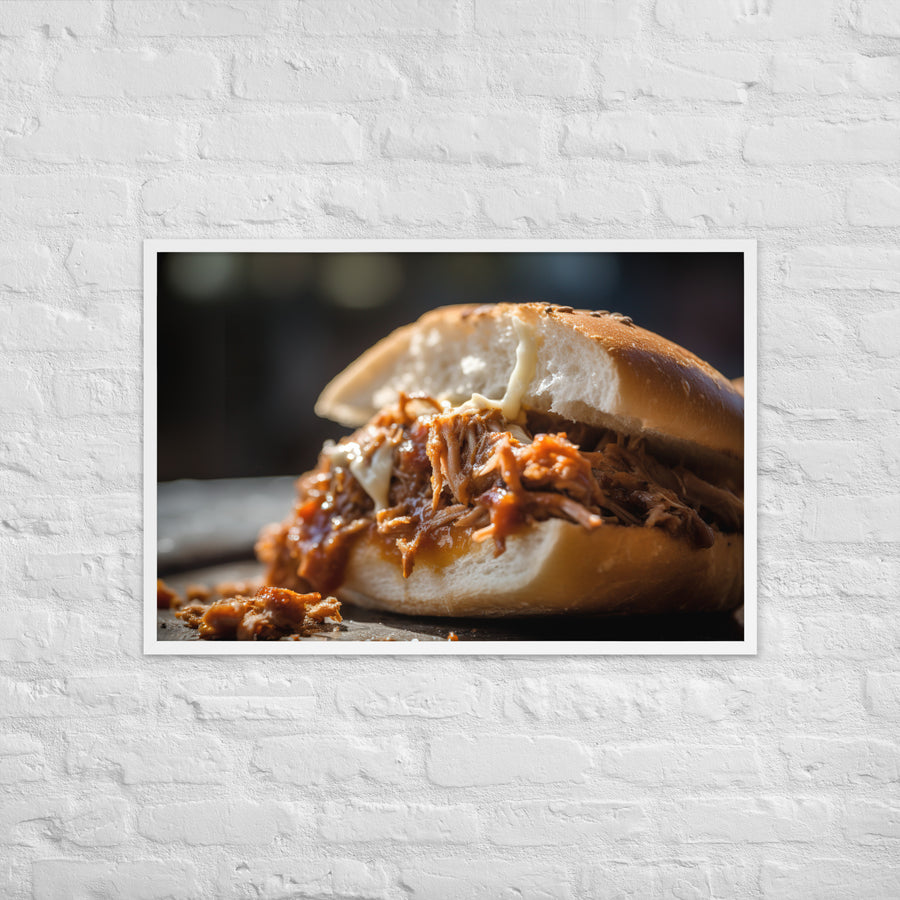 Melt in Your Mouth Pulled Pork Sandwich Framed poster 🤤 from Yumify.AI