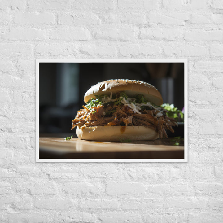 Juicy Pulled Pork Sandwich Framed poster 🤤 from Yumify.AI