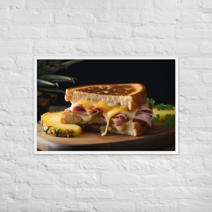 Hawaiian Grilled Cheese with Pineapple and Ham Framed poster 🤤 from Yumify.AI