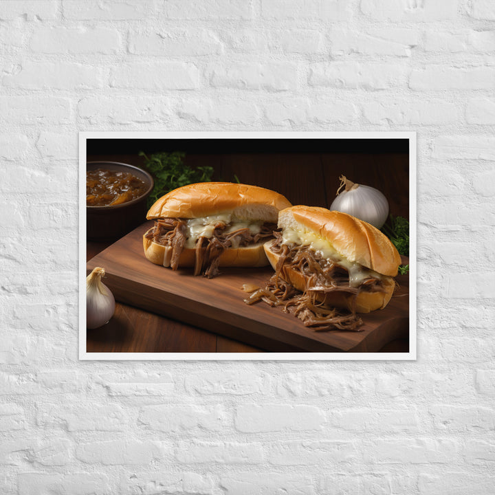 French Dip Sandwich with Caramelized Onions Framed poster 🤤 from Yumify.AI