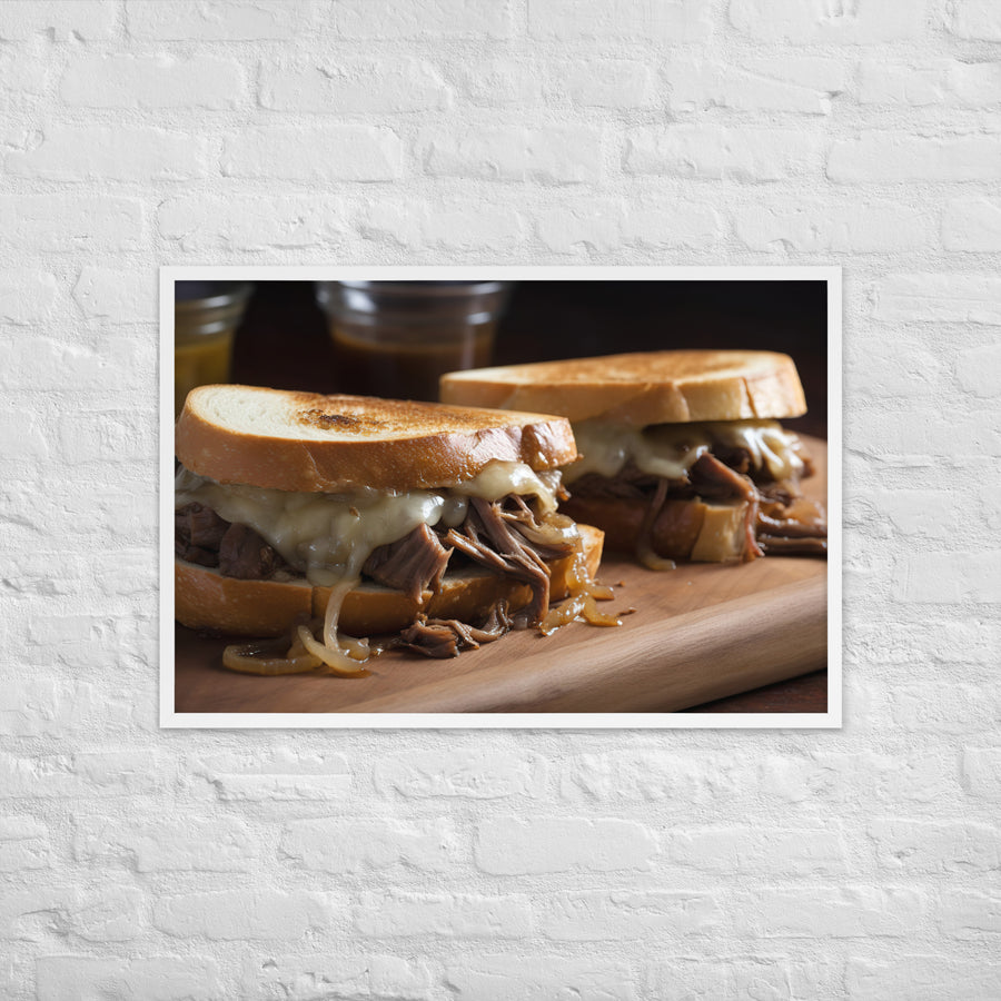 French Dip Sandwich with Caramelized Onions Framed poster 🤤 from Yumify.AI