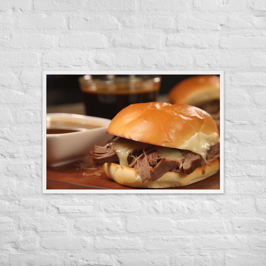 French Dip Sandwich with Au Jus Framed poster 🤤 from Yumify.AI