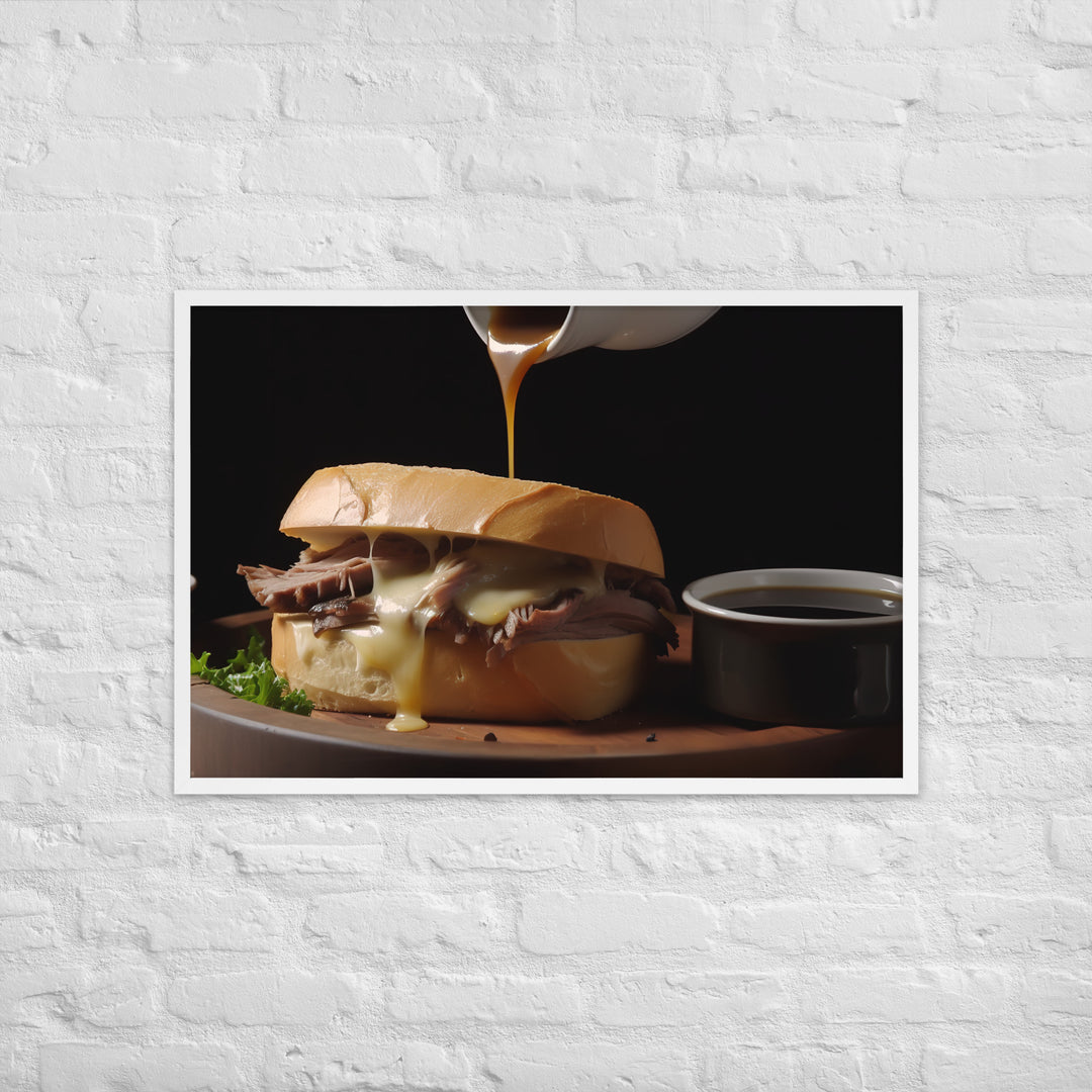 French Dip Sandwich with Au Jus Framed poster 🤤 from Yumify.AI