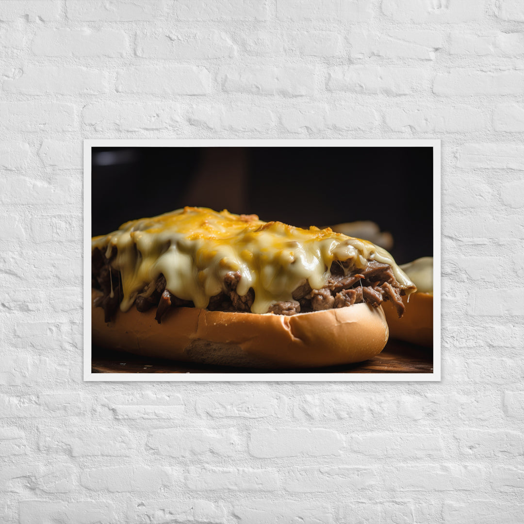 Cheesy Philly Cheesesteak Framed poster 🤤 from Yumify.AI