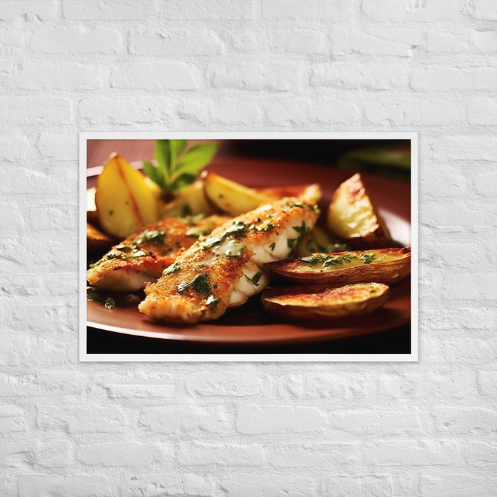 Oven Baked Fish and Wedges Framed poster 🤤 from Yumify.AI