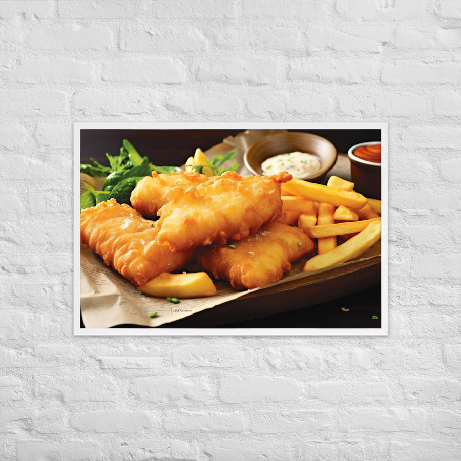 Beer Battered Fish and Chips Framed poster 🤤 from Yumify.AI