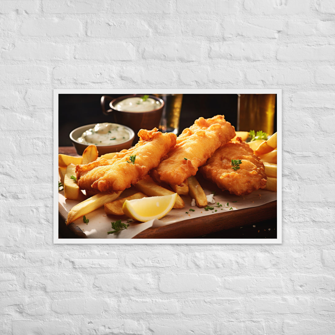 Beer Battered Fish and Chips Framed poster 🤤 from Yumify.AI