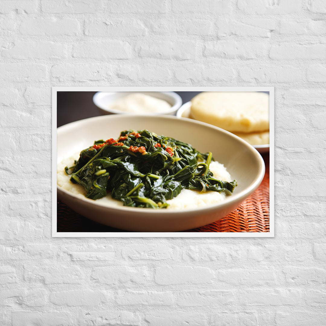 Ugali with Sukuma Wiki Framed poster 🤤 from Yumify.AI