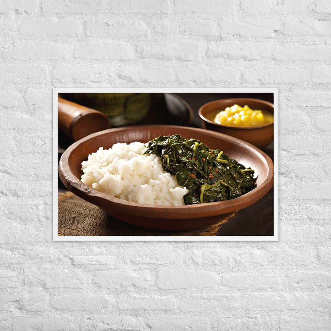 Ugali with Sukuma Wiki Framed poster 🤤 from Yumify.AI