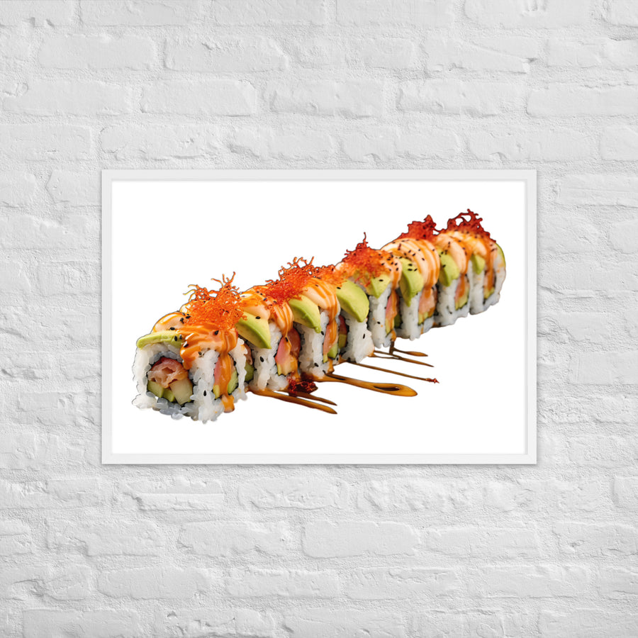 Vibrant Dragon Roll Sushi Framed Poster 🤤 from Yumify.AI