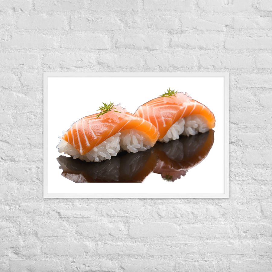 Glistening Salmon Nigiri Framed poster 🤤 from Yumify.AI