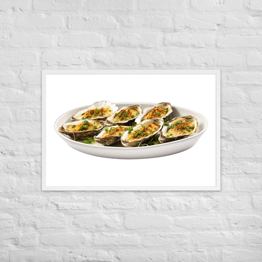 Grilled Oysters with Garlic Butter Framed poster 🤤 from Yumify.AI