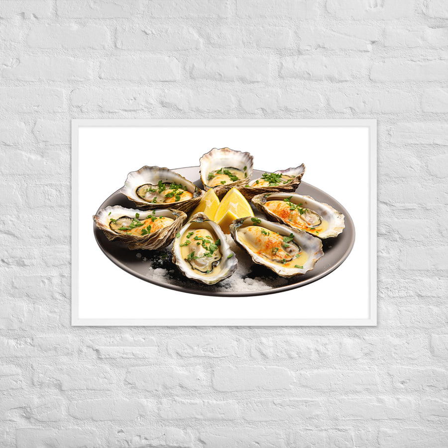 Grilled Oysters with Garlic Butter Framed poster 🤤 from Yumify.AI