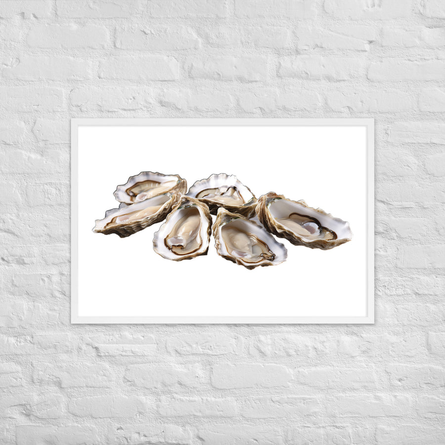 Fresh Raw Oysters Framed poster 🤤 from Yumify.AI