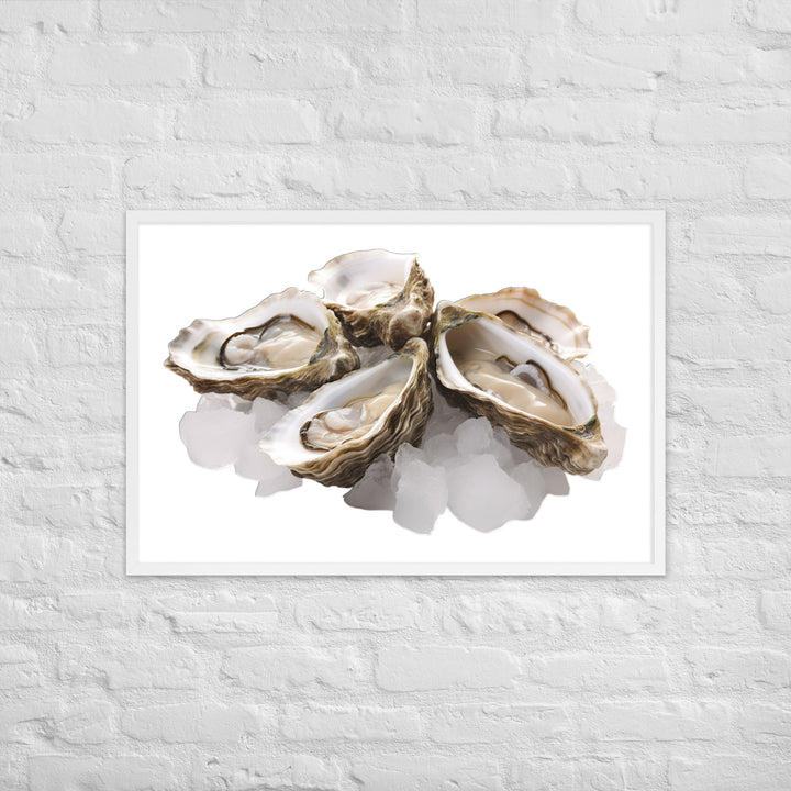 Fresh Raw Oysters Framed poster 🤤 from Yumify.AI