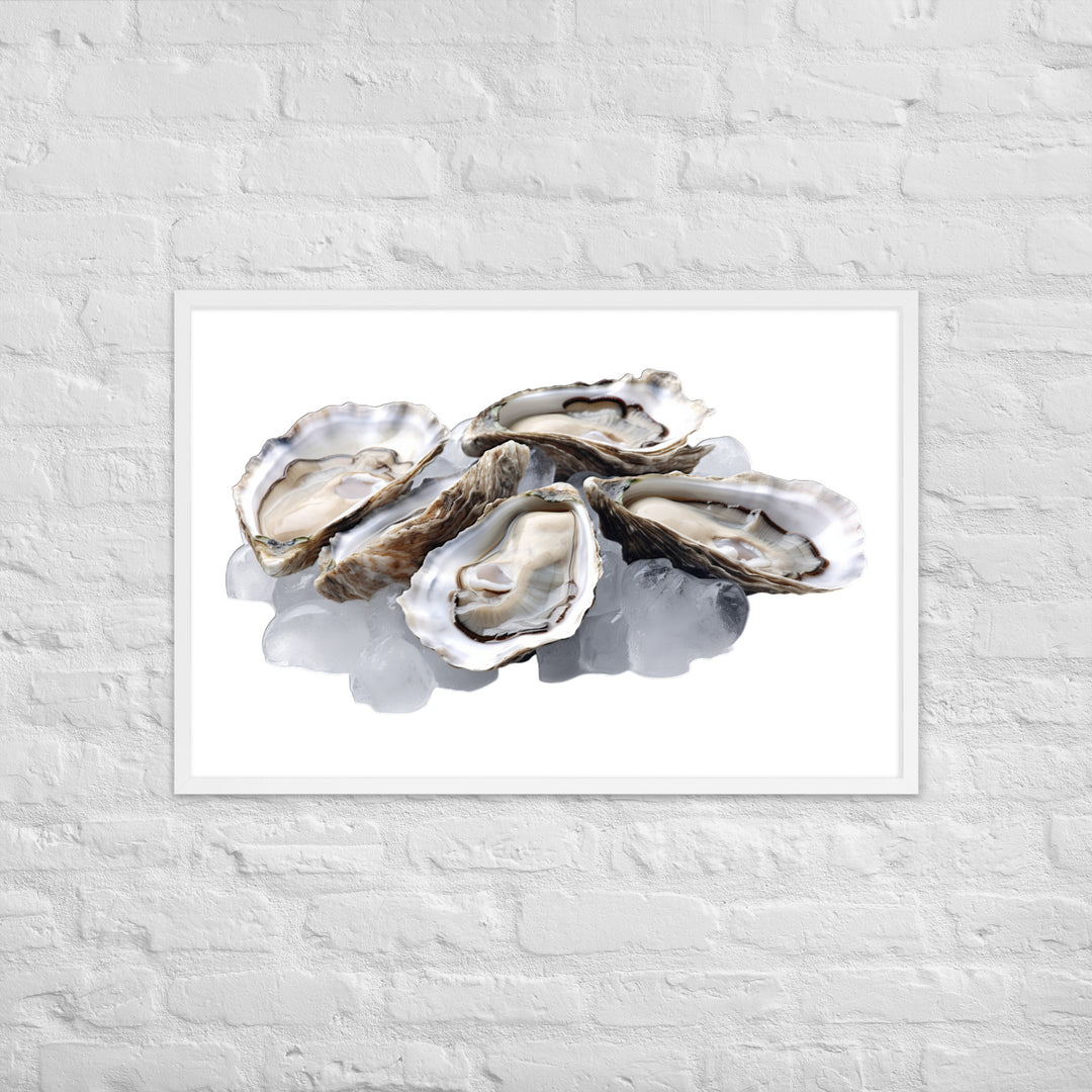 Fresh Raw Oysters Framed poster 🤤 from Yumify.AI