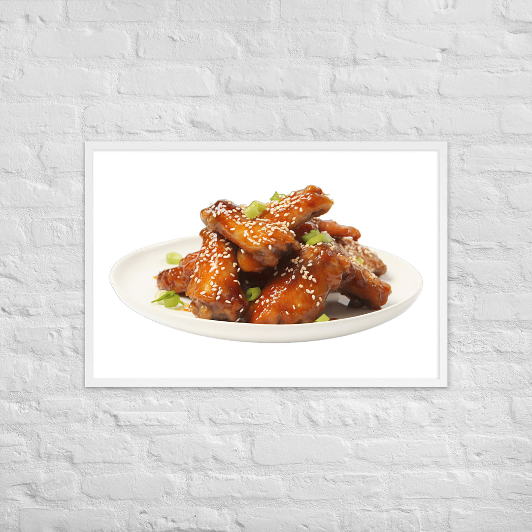 Teriyaki Glazed Chicken Wings Framed poster 🤤 from Yumify.AI