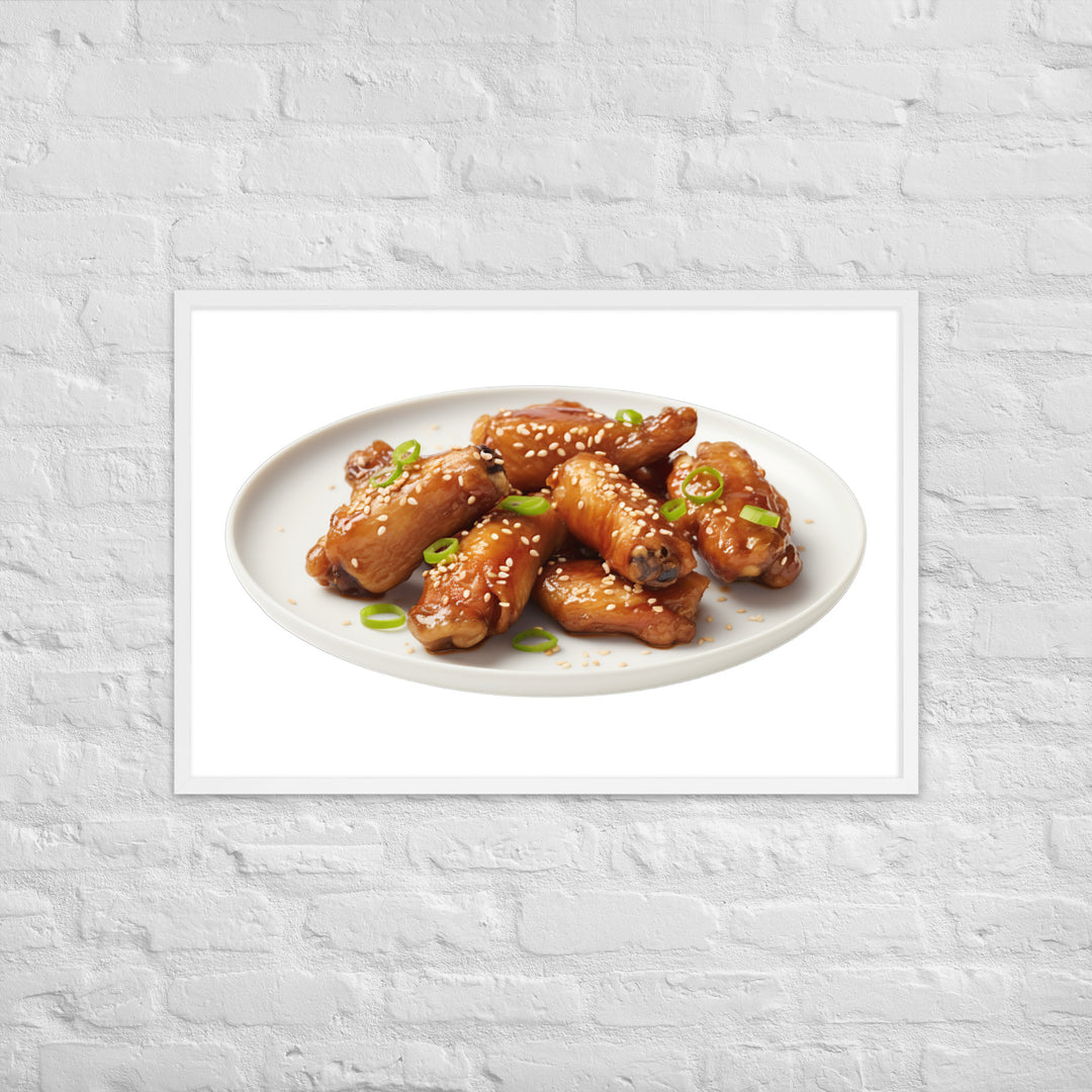 Teriyaki Glazed Chicken Wings Framed poster 🤤 from Yumify.AI