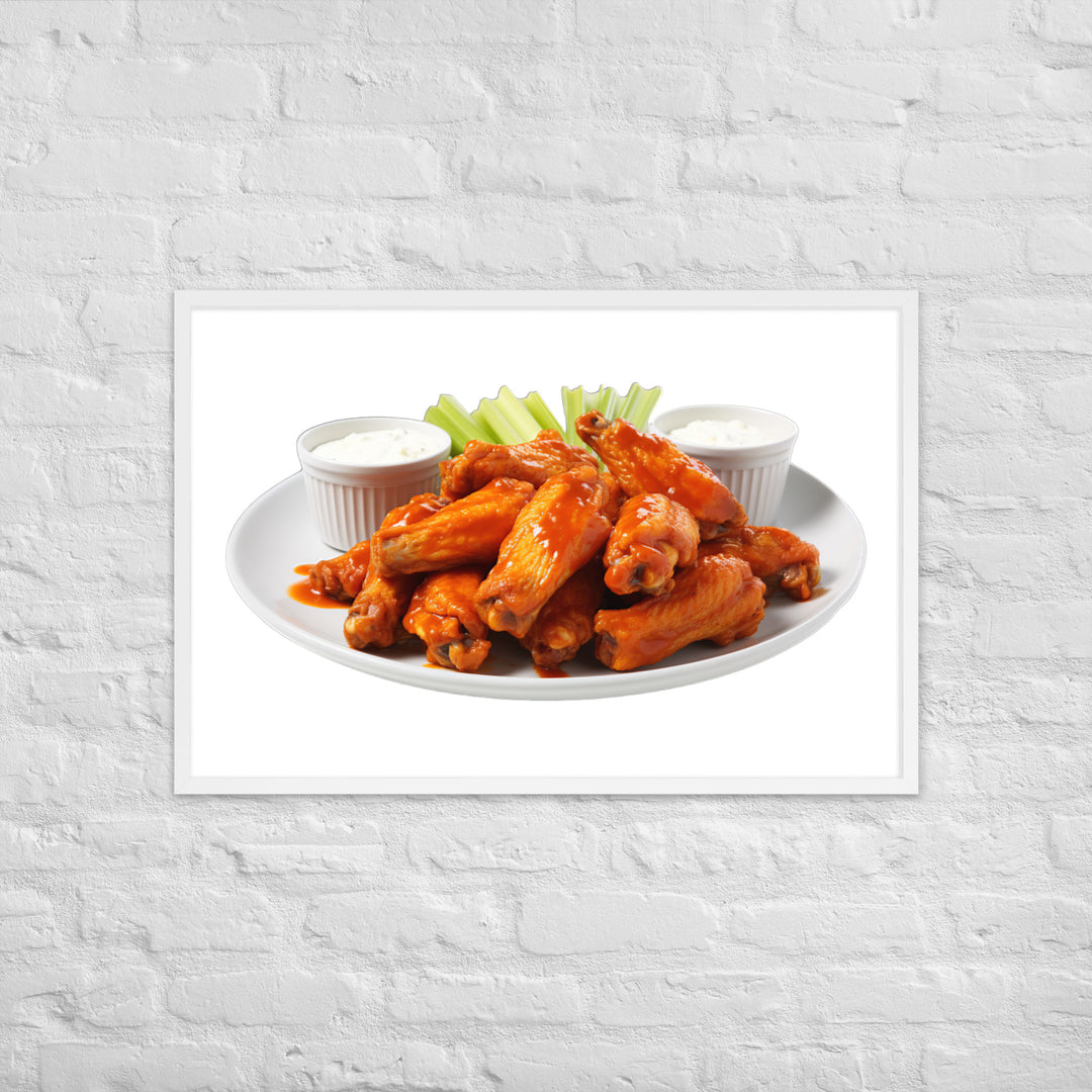 Spicy Buffalo Chicken Wings Framed poster 🤤 from Yumify.AI