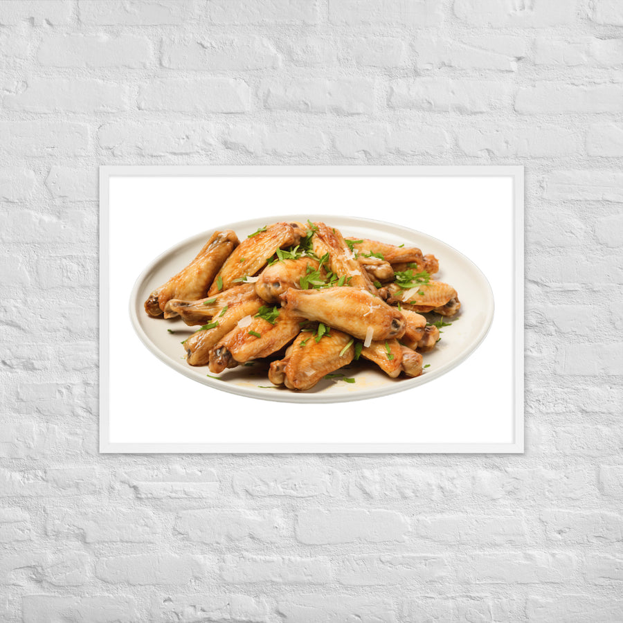 Garlic Parmesan Chicken Wings Framed poster 🤤 from Yumify.AI