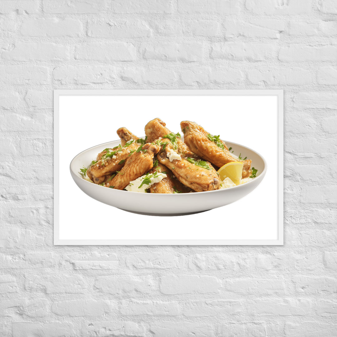 Garlic Parmesan Chicken Wings Framed poster 🤤 from Yumify.AI