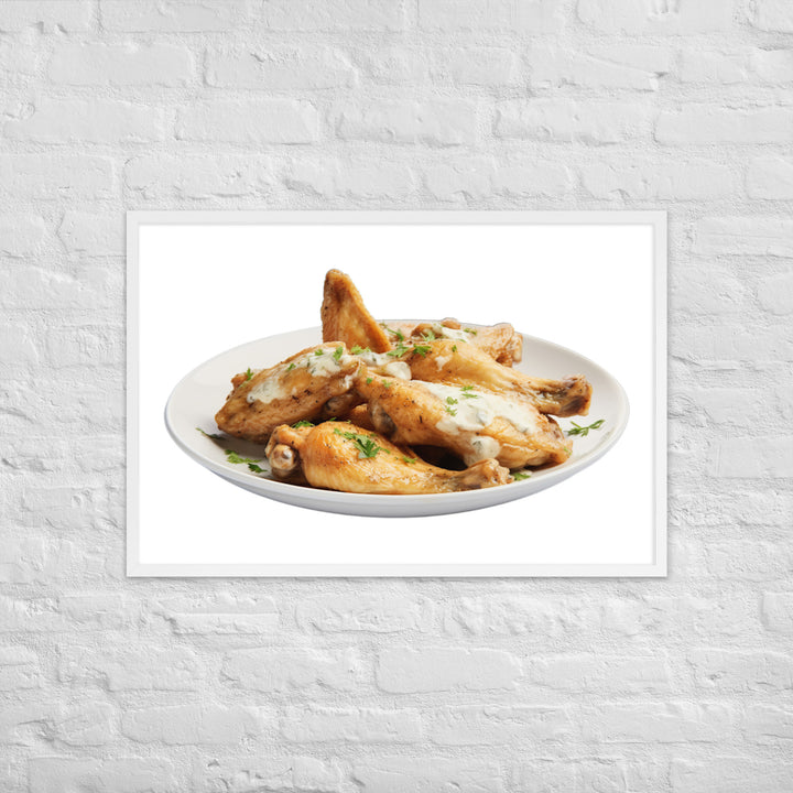 Garlic Parmesan Chicken Wings Framed poster 🤤 from Yumify.AI