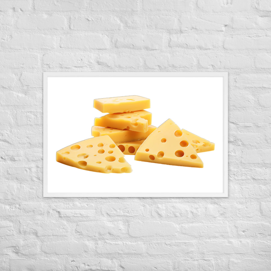 Swiss Cheese Slices Framed poster 🤤 from Yumify.AI