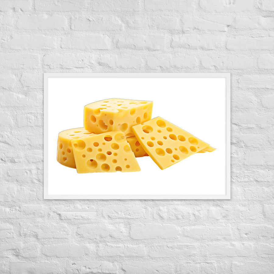 Swiss Cheese Slices Framed poster 🤤 from Yumify.AI